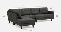 WARREN right-facing sectional sofa with detachable unit