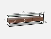 AXEL walnut veneer media unit with tempered glass top