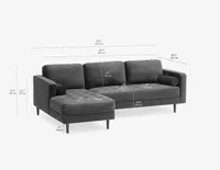 KINSEY left-facing velvet sectional sofa