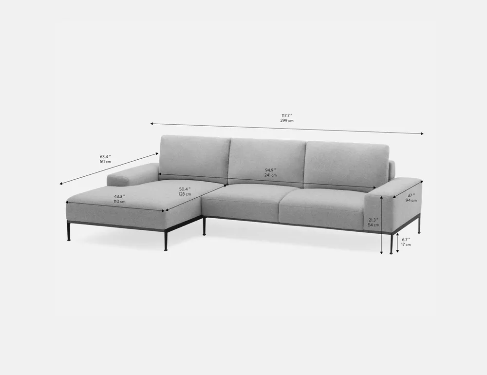 PRESTON left-facing sectional sofa