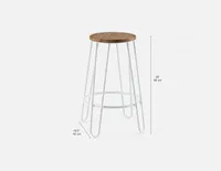 LARS elm wood and iron counter stool 66 cm