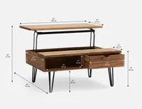 ATUL acacia wood coffee table with storage 100 cm