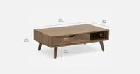 DINA acacia wood coffee table with storage 120 cm