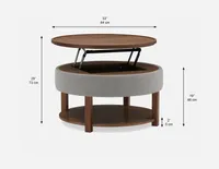 DAMIAN wood veneer lift-top coffee table with storage 84 cm