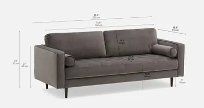 KINSEY 100% leather 3-seater sofa