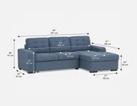 CAROLE left-facing sectional sofa-bed with storage