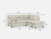 DELPHINE right-facing sectional sofa-bed with storage