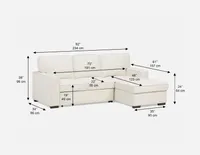 GUYLAINE left-facing sectional sofa-bed with storage