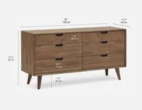 DINA acacia wood 6-drawer dresser