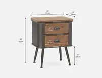 EVANS fir wood and metal end table