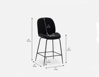 JUDITH velvet counter stool with backrest 68 cm