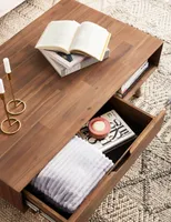 DINA acacia wood coffee table with storage 120 cm