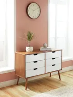 EMMA lacquered and teak veneer 6-drawer dresser