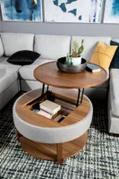 DAMIAN wood veneer lift-top coffee table with storage 84 cm