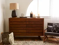 COASTAL acacia wood 6-drawer dresser
