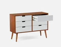 EMMA lacquered and teak veneer 6-drawer dresser