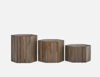 JAVA set of 3 recycled teak wood nesting tables