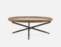 KAY fir wood coffee table with tempered glass top 100 cm