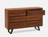 COASTAL acacia wood 6-drawer dresser