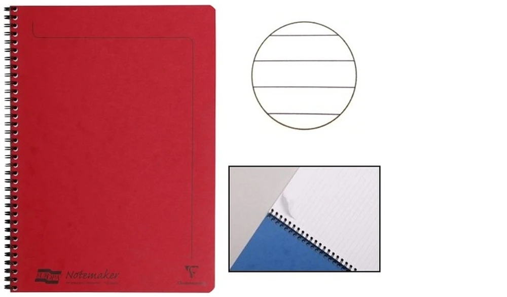 Cahier spiralé (A4) Clairefontaine, série Europa Rouge (210 mm x 297 mm, ligné)