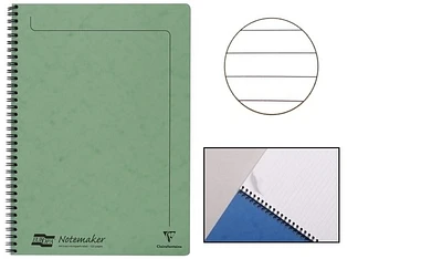 Cahier spiralé (A4) Clairefontaine, série Europa Vert (210 mm x 297 mm, ligné)