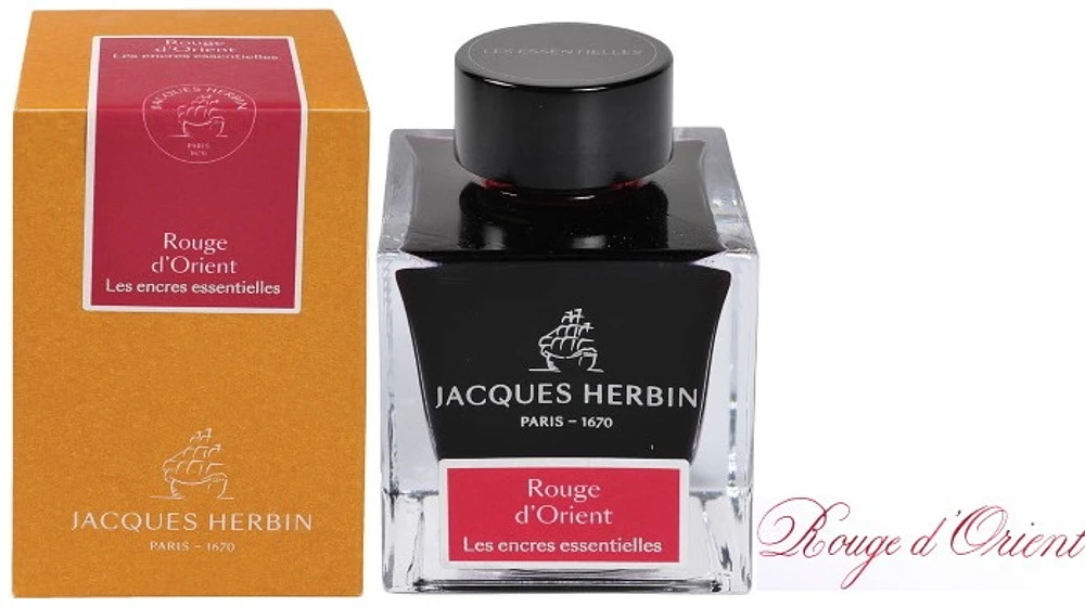 Bouteille d'encre Jacques Herbin, série Les encres Essentielles Rouge d'Orient 