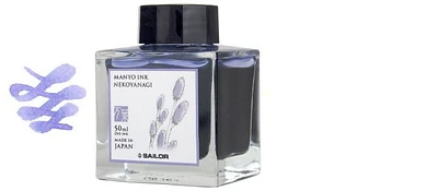Bouteille d'encre Sailor, série Manyo Encre mauve pastel (Nekoyanagi)- 50ml