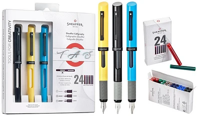 Ensemble Sheaffer, série Calligraphy (Maxi kit) - Noir, Jaune, Bleu