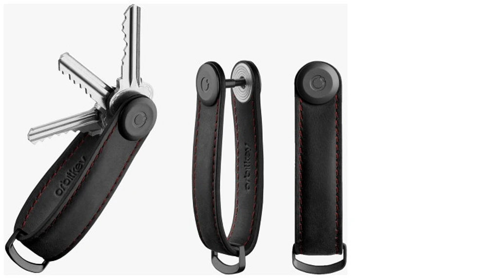 Organisateur de clé Orbitkey, série Crazy Horse Noir/Rouge (Obsidian Black/Red)