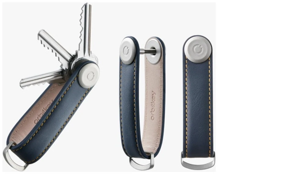 Organisateur de clé Orbitkey, série Leather Bleu/Ocre (Navy/Tan)