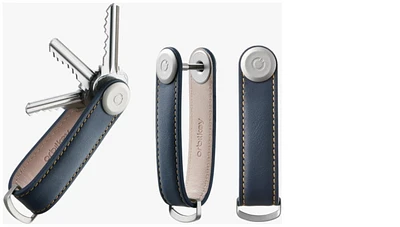 Organisateur de clé Orbitkey, série Leather Bleu/Ocre (Navy/Tan)