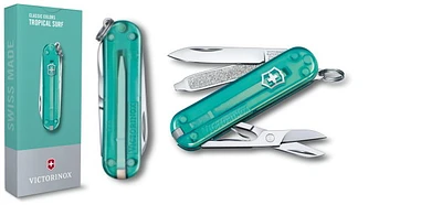 Couteau Victorinox, série Classic Colors Turquoise translucide (Classic SD-Tropical Surf)