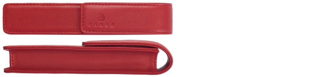 Étui pour stylo Cross, série Leather Rouge cramoisi (Simple)