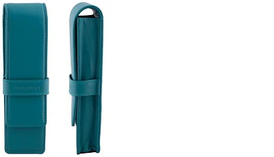 DiLoro Pen pouch, Leather Pen Holder (Double) series Turquoise green