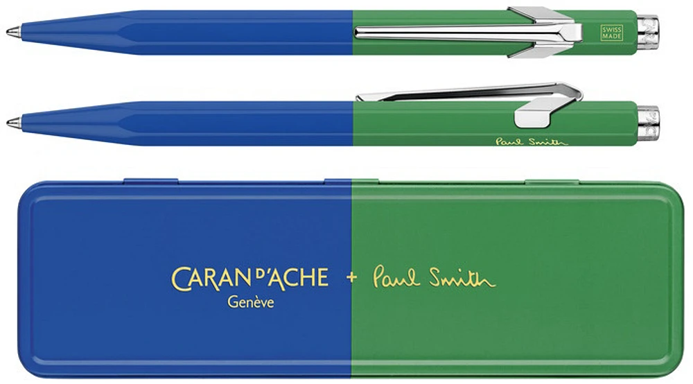 Stylo bille Caran d'Ache, série 849 Paul Smith 4e Édition Cobalt Blue / Emerald Green