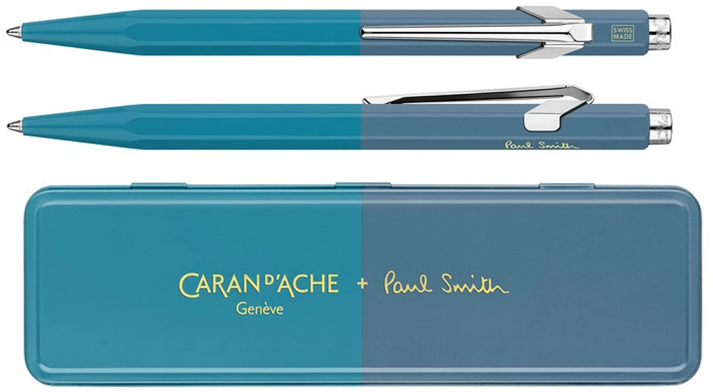Caran d'Ache Ballpoint pen, 849 Paul Smith 4th Edition series Cyan Blue / Steel Blue