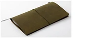 Carnet de notes Traveler's Company, série Leather Notebook Olive (Papier uni)