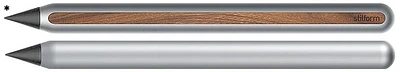 Crayon réutilisable Stilform, série AEON Pencil Aluminium gris / Noyer (Embout en graphite)