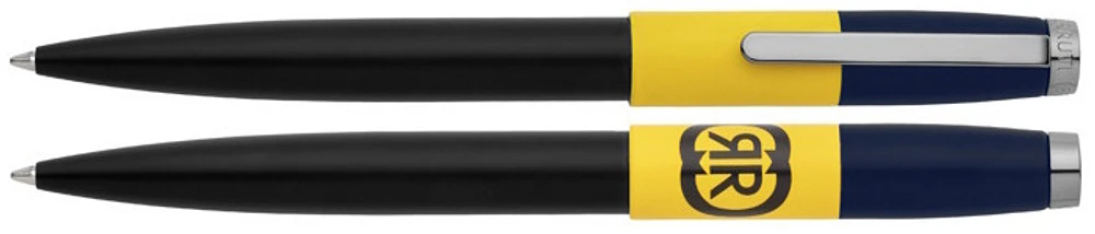 Stylo bille Cerruti 1881, série Brick Noir, jaune & marine