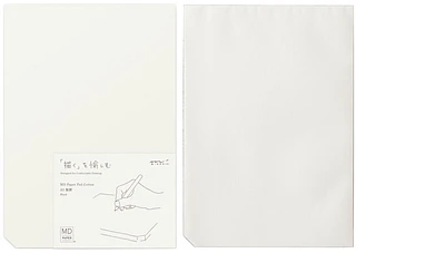 Bloc-notes (A5) Midori, série MD Cotton Paper Pad Blanc (Uni, 148mm x 210mm)