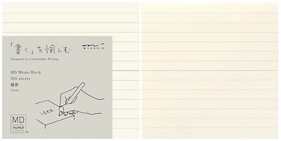 Midori Notepad, MD Memo Block series Cream (Ruled, 100mm x 100mm)