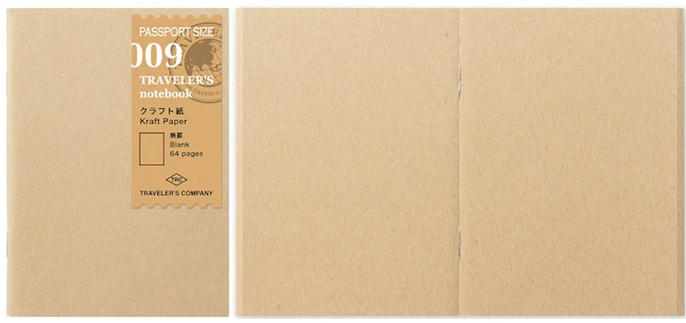 Recharge de carnet Traveler's Company, série Notebook Passport Size Refill Brun pâle (Uni, 89mm x 124mm)