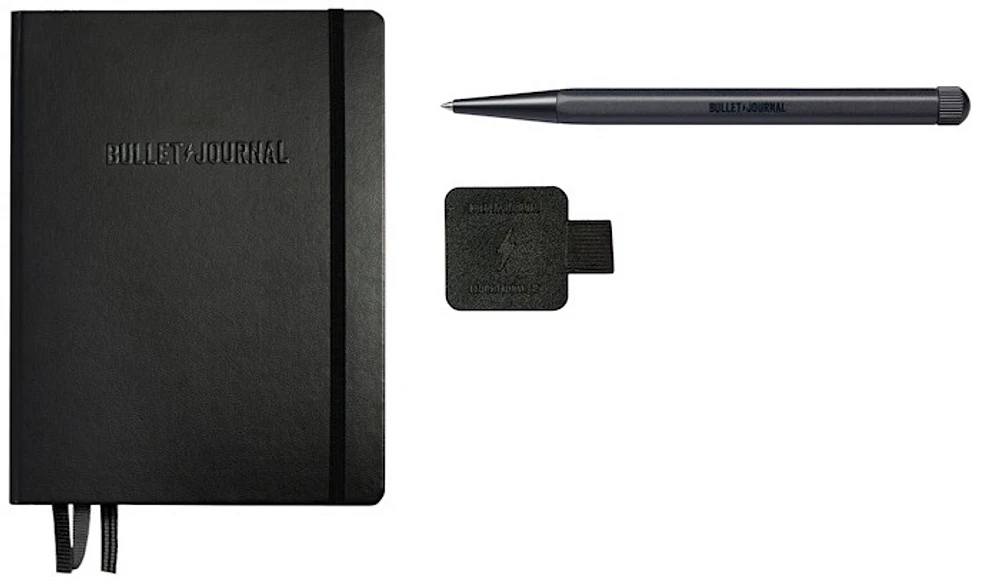 Ensemble Leuchtturm1917, série Bullet Journal Stealth Collector's Set (1x Bullet Journal A5, 1x Drehgriffel, 1x Ganse pour stylo)