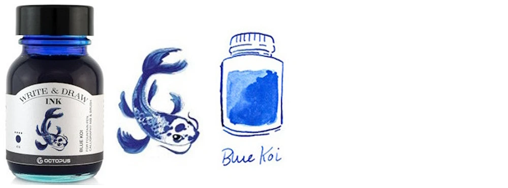 Bouteille d'encre Octopus Fluids, série Write & Draw Ink Encre bleue (Koi) - 50ml