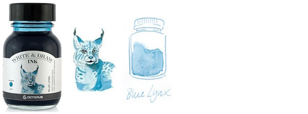 Bouteille d'encre Octopus Fluids, série Write & Draw Ink Encre bleue (Lynx) - 50ml