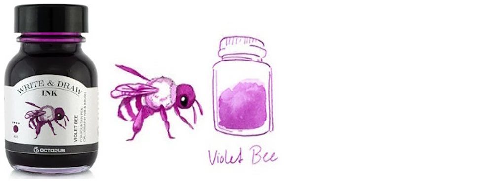 Bouteille d'encre Octopus Fluids, série Write & Draw Ink Encre violette (Bee) - 50ml