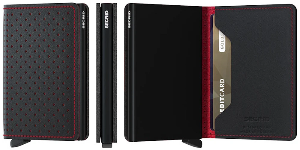 Porte-cartes Secrid, série Slimwallet Perforated Noir-Rouge