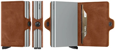 Porte-cartes Secrid, série Twinwallet Vintage Cognac Argent