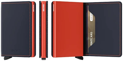 Porte-cartes Secrid, série Slimwallet Matte Bleu nuit et Orange