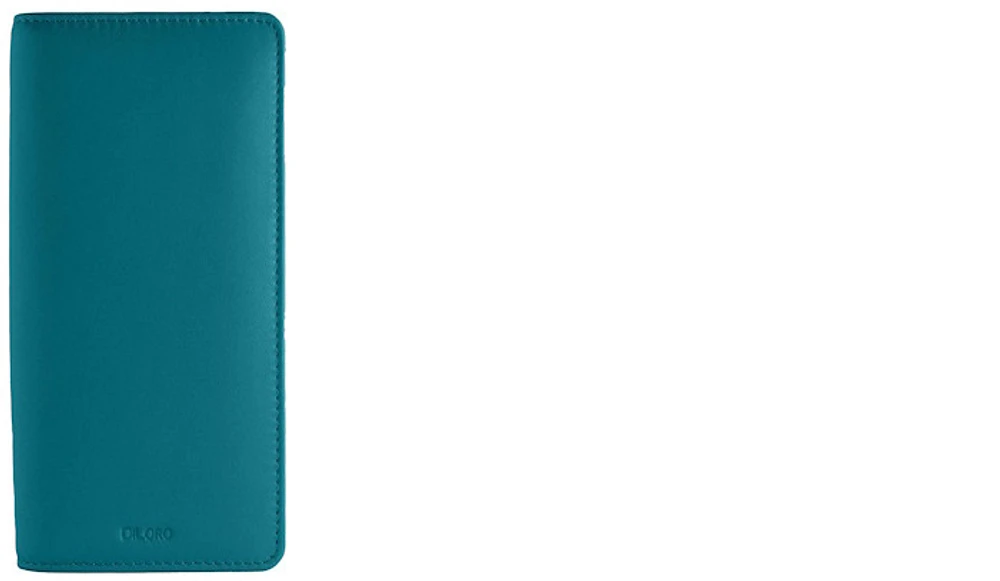 DiLoro Pen pouch, Zippered Leather Pen Holder (3-4 pens) series Turquoise green